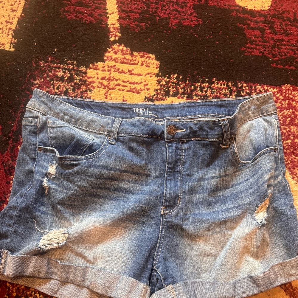 Time and Tru Women's Distressed Denim Shorts - Blue